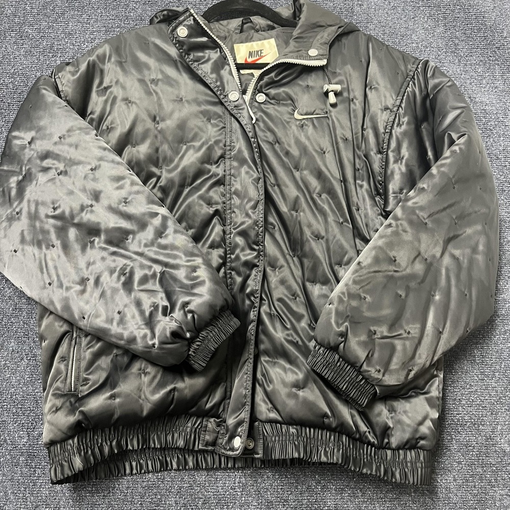 Vintage Nike Jacket Youth Large Black Hooded Quilted Puffer Coat 80s‎ 90s